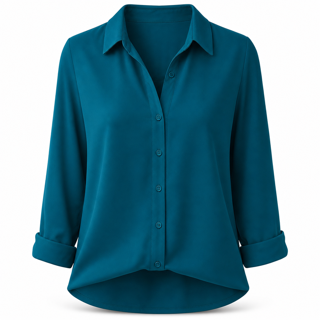 Damen Elegante Casual Langarm Bluse mit Knopfleiste