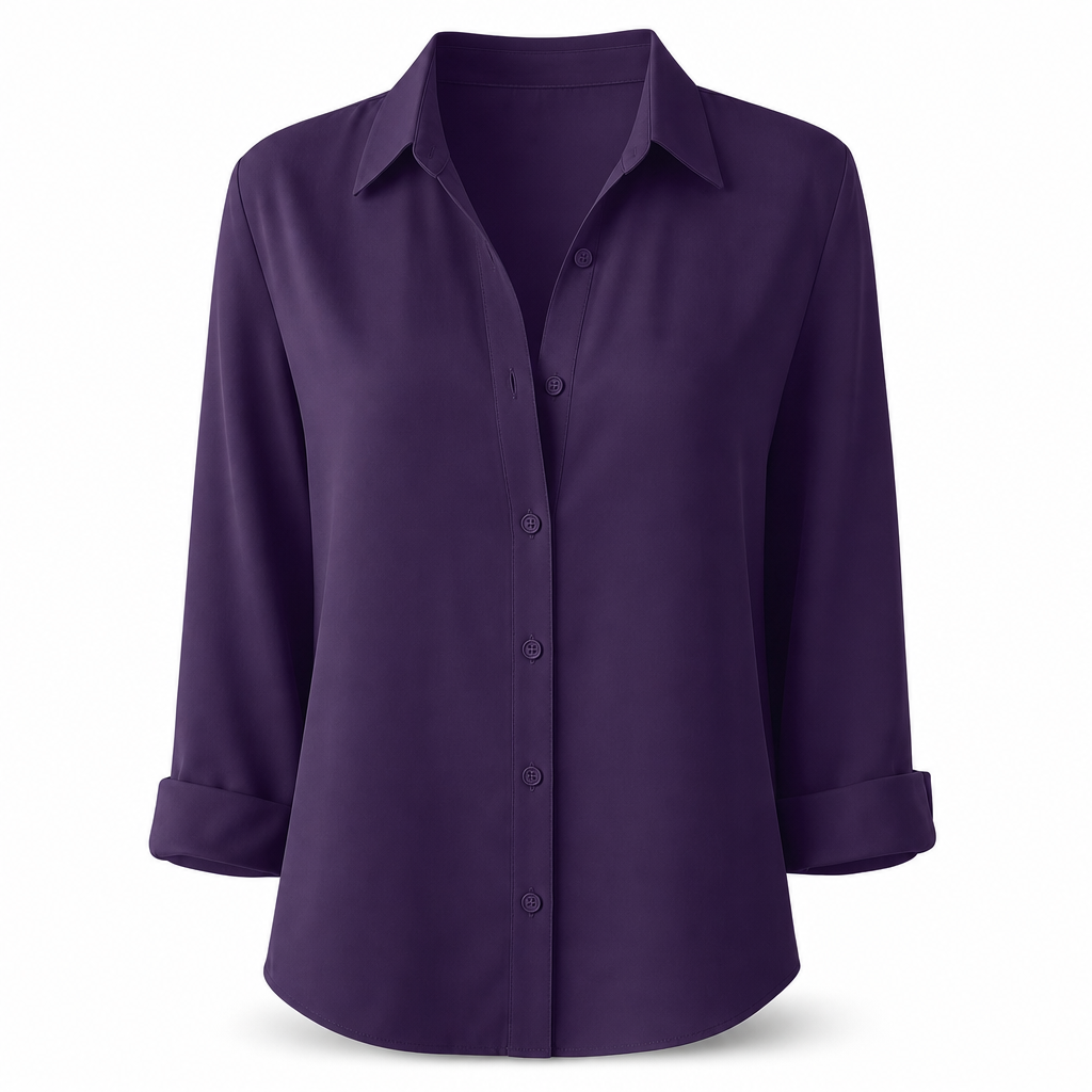 Damen Elegante Casual Langarm Bluse mit Knopfleiste