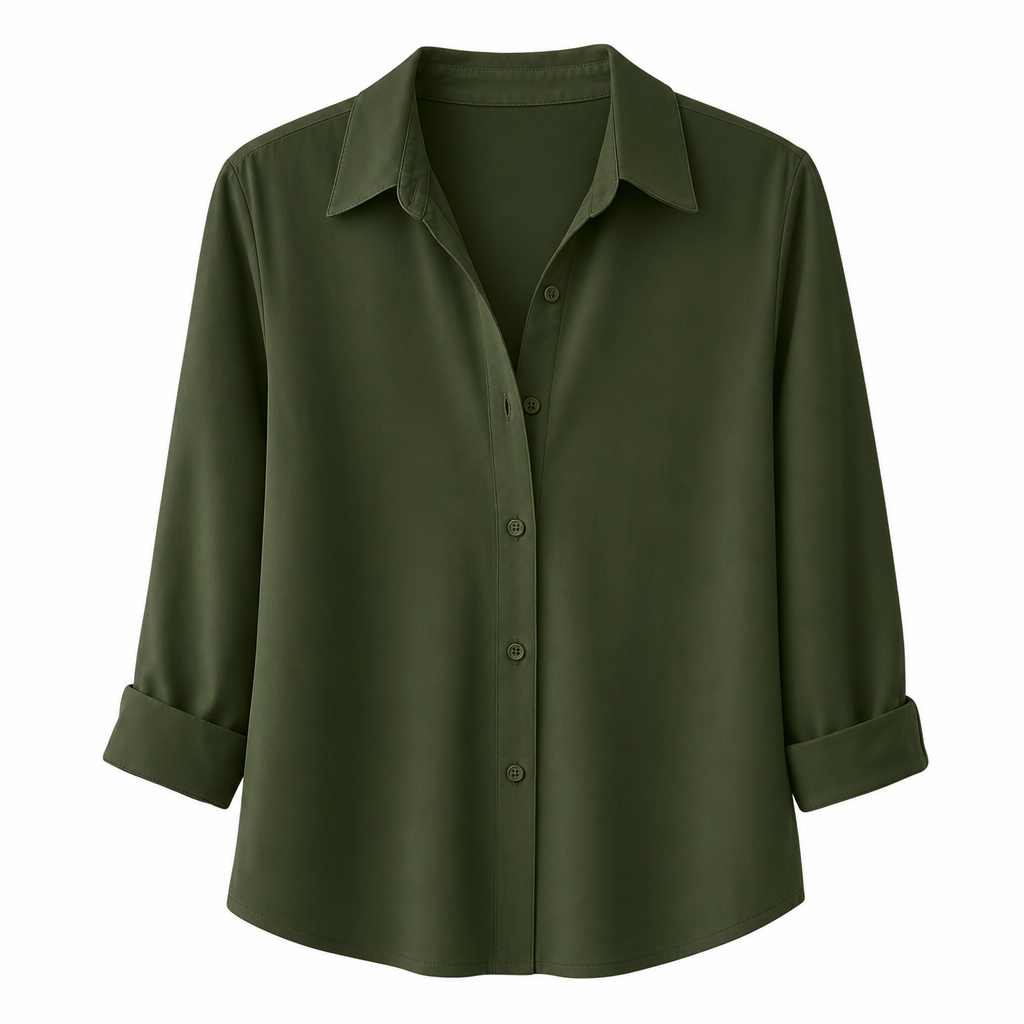 Damen Elegante Casual Langarm Bluse mit Knopfleiste