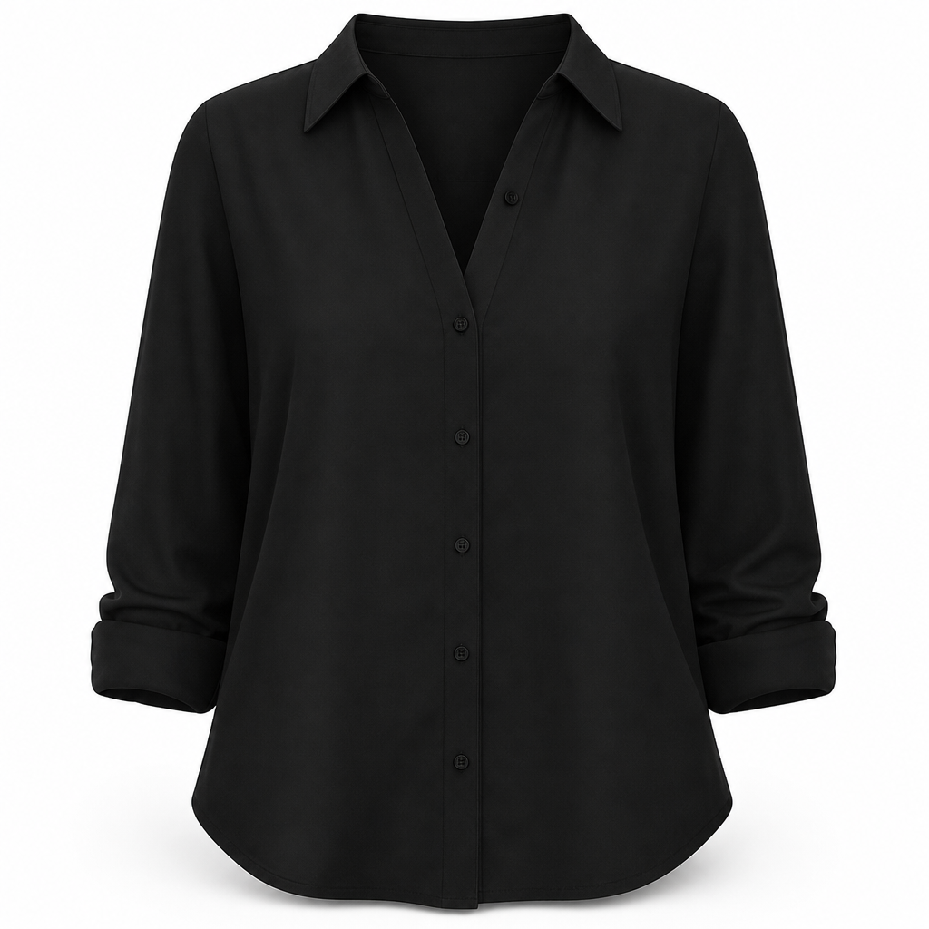 Damen Elegante Casual Langarm Bluse mit Knopfleiste