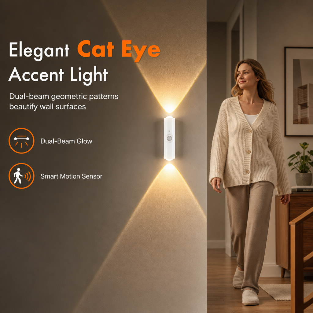 Smart Motion Sensor Wandleuchte Wiederaufladbar Katzenauge Hügel Projektion LED Nachtlicht mit RGB Farbwechsel Stimmungsbeleuchtung