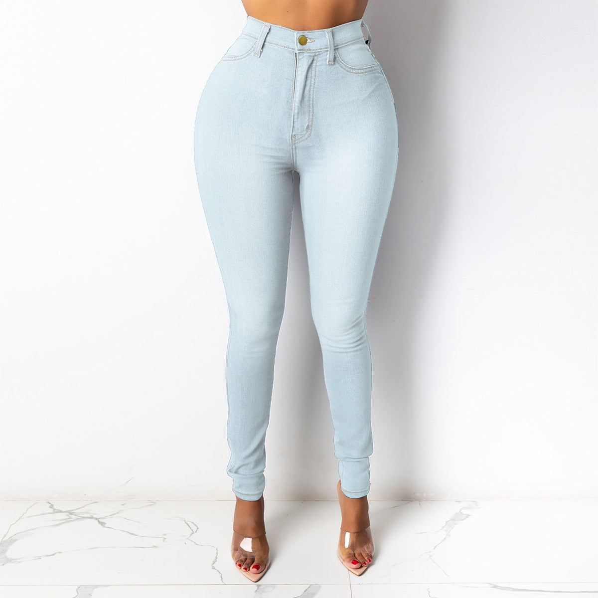 Hochgeschnittene Stretch-Bleistifthose mit schmeichelnder Form