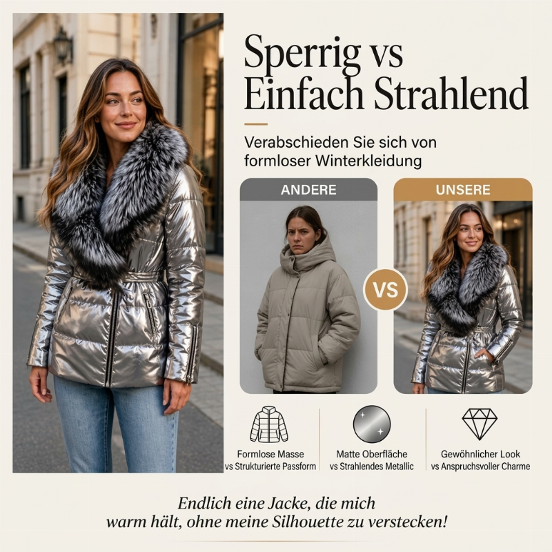 Gesteppte Damenjacke mit Kunstfellkragen