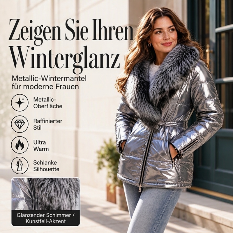 Gesteppte Damenjacke mit Kunstfellkragen