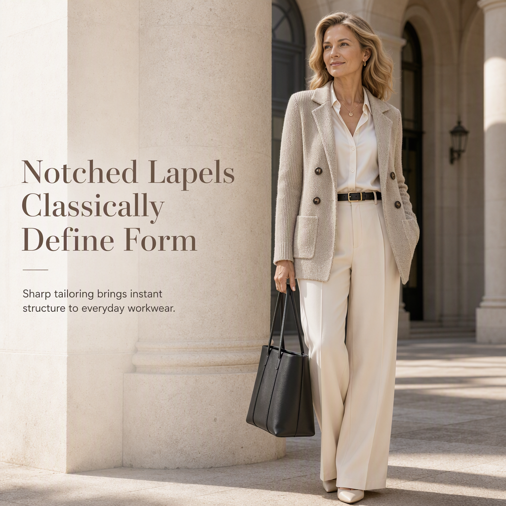 Damen Doppelreihige Gerippte Strick-Cardigan mit Taschen und Gekerbtem Revers
