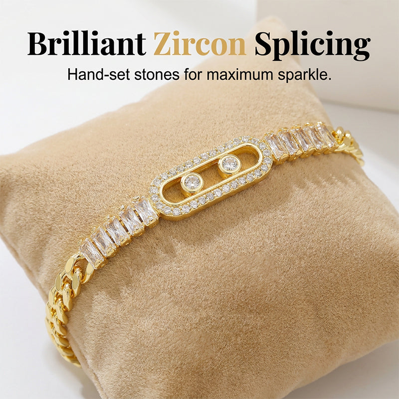 Damen Kubaketten-Armband mit Zirkonia in Goldton