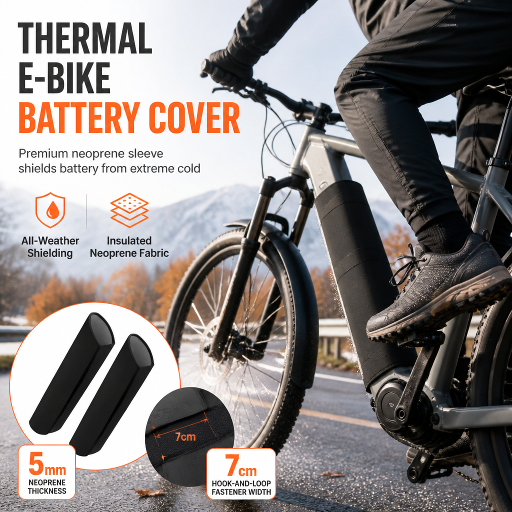 Abdeckung für Lithiumbatterie für E-Bike, wasserdicht, staubdicht und kältebeständig, Schutzhülle für E-Bike-Rahmen, Neopren