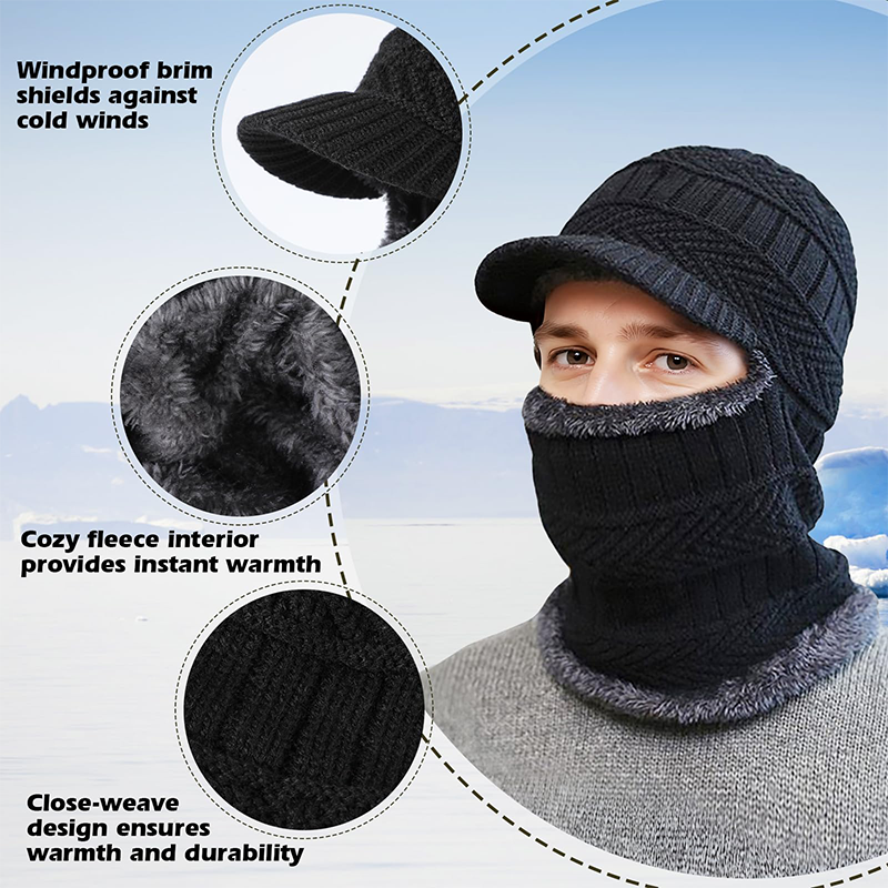 3-in-1 Winter Balaklava Thermische Kapuze mit Schirm