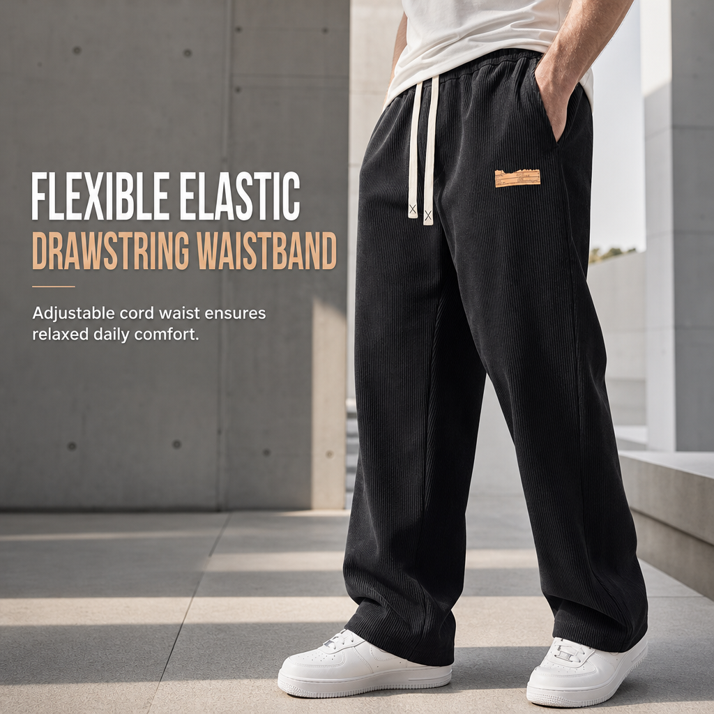 Herren Leichte Cord Freizeithose Loose Fit Gerade Beine