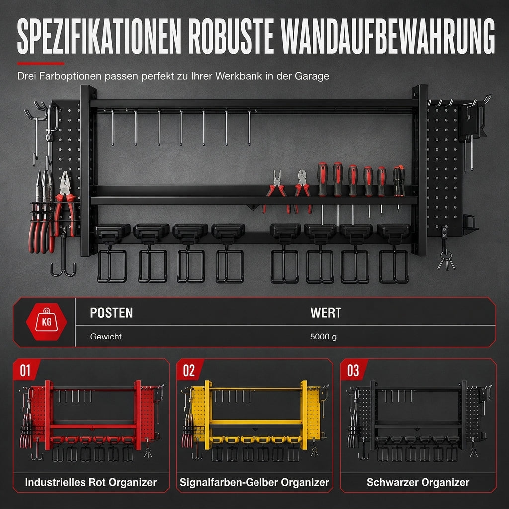 Wandmontiertes Werkzeugregal aus Stahl – Bohrer und Werkzeuge platzsparend aufbewahren