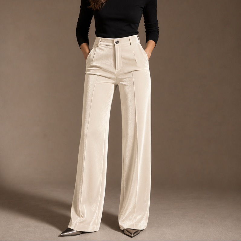 Samt-Hose mit hoher Taille und weitem Bein