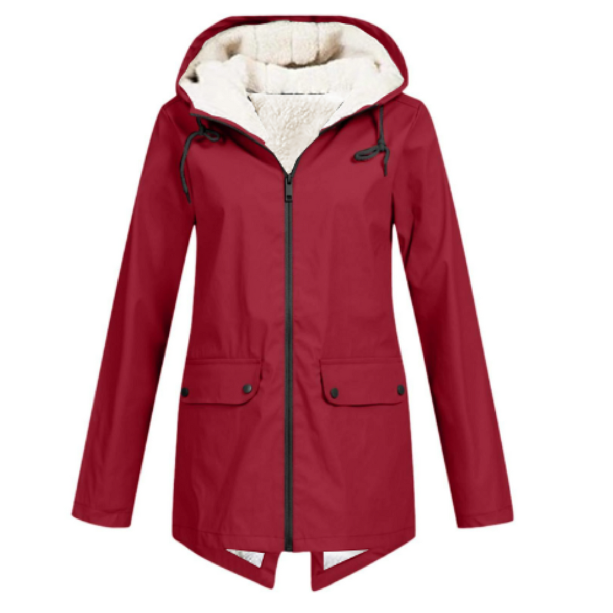 Wasserabweisende Damenjacke mit Kapuze und Sherpafutter