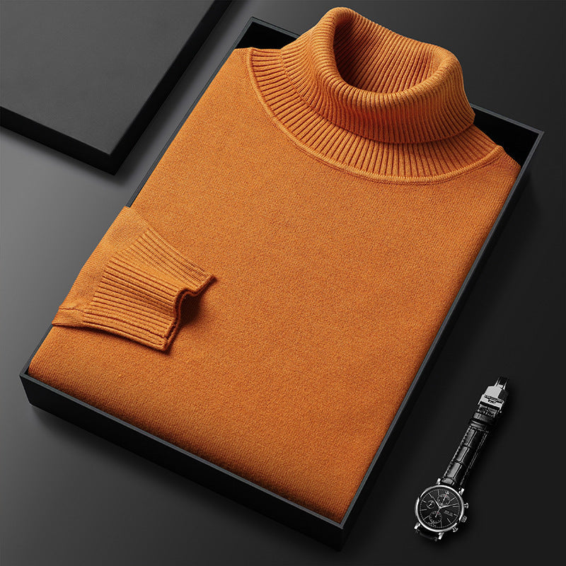 Herren Rollkragenpullover aus Kaschmir-Mischung mit feinem Rippfinish