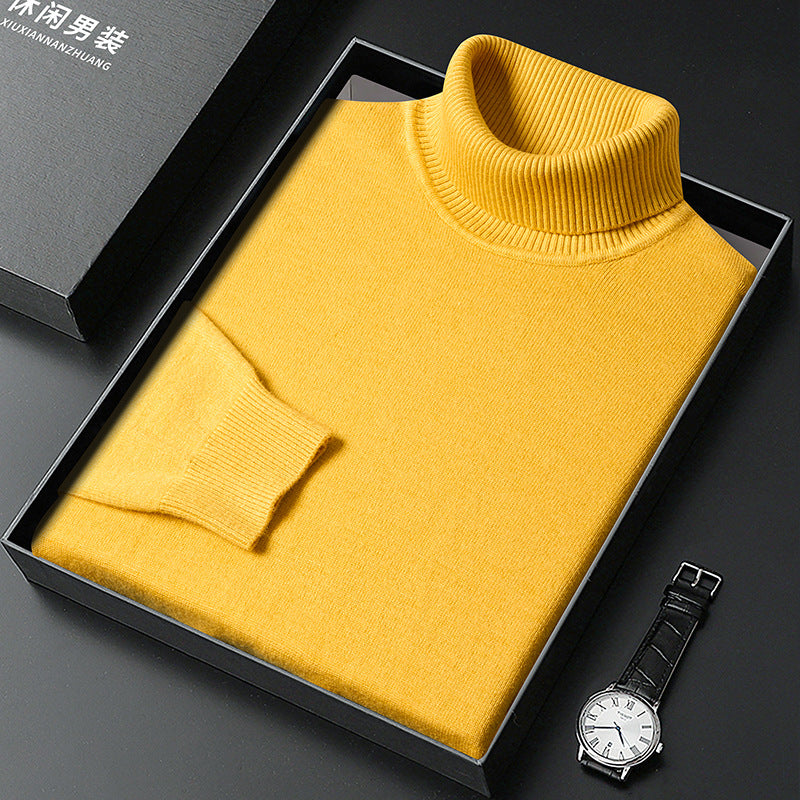 Herren Rollkragenpullover aus Kaschmir-Mischung mit feinem Rippfinish