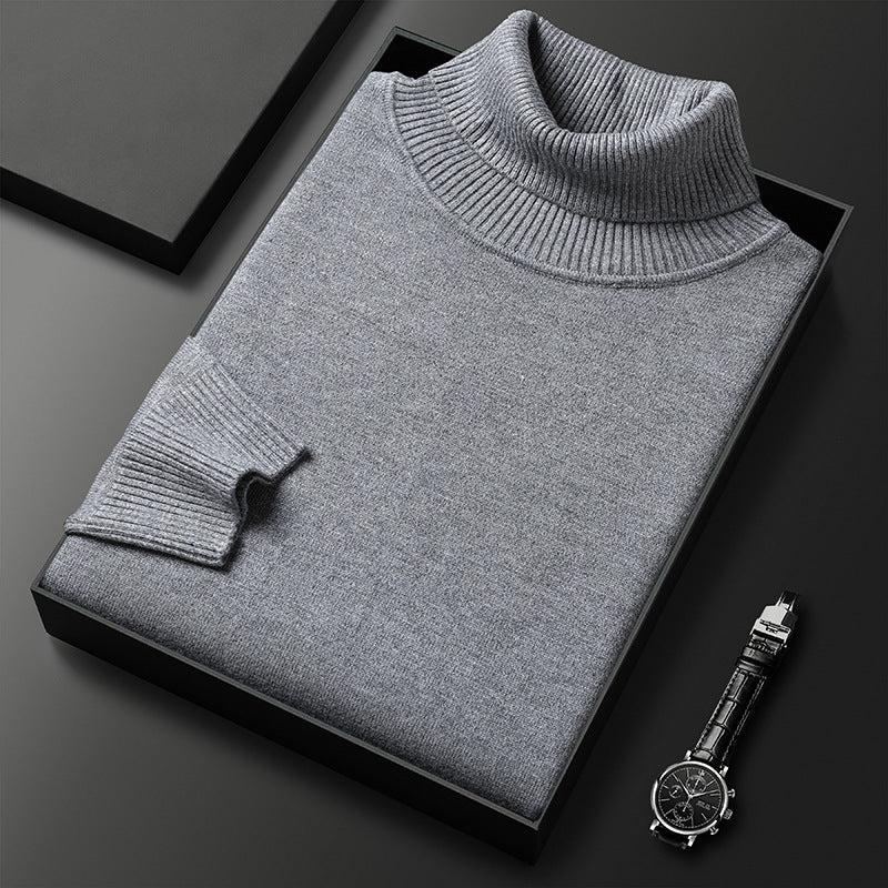 Herren Rollkragenpullover aus Kaschmir-Mischung mit feinem Rippfinish