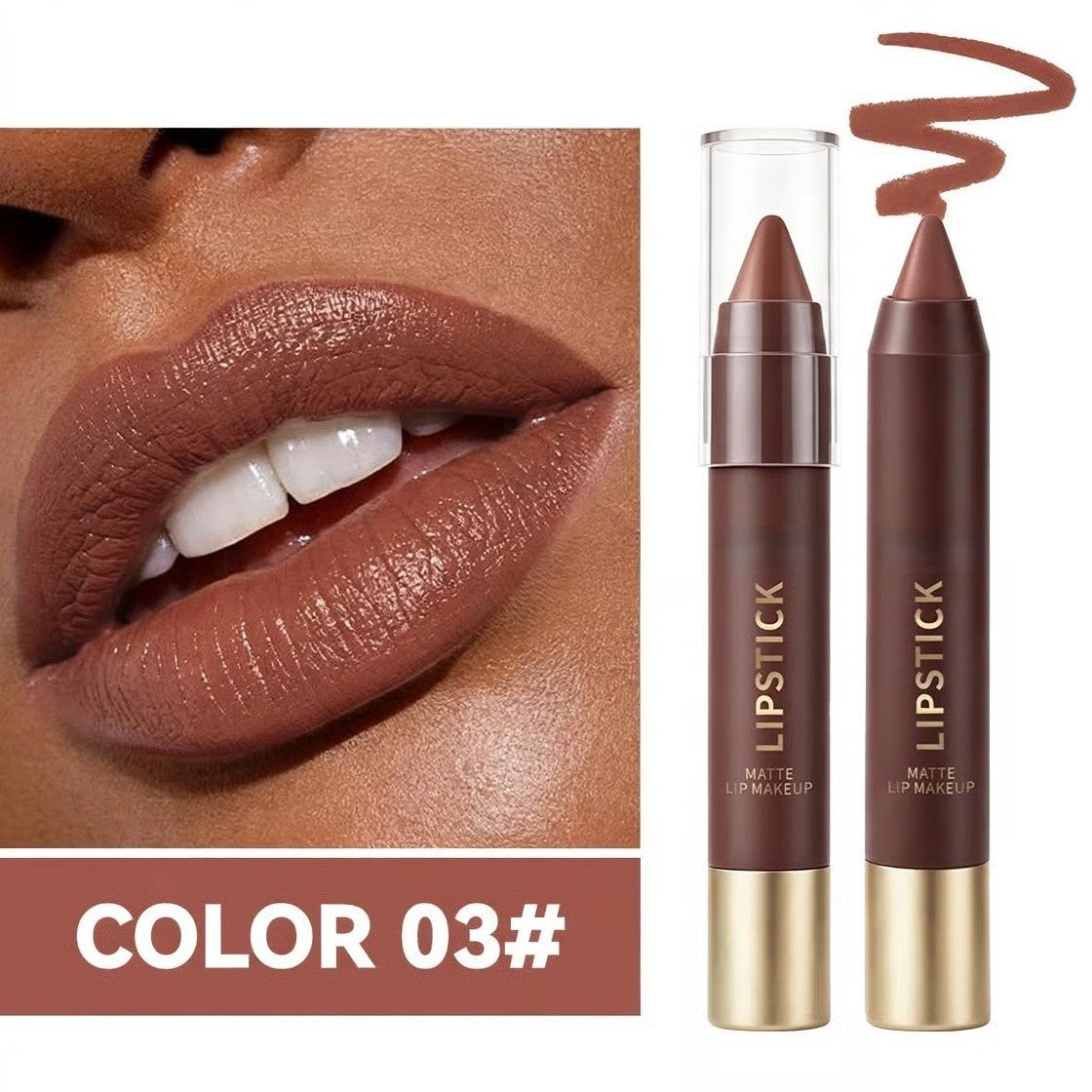 6er-Set langanhaltender matter brauner Lippenstift