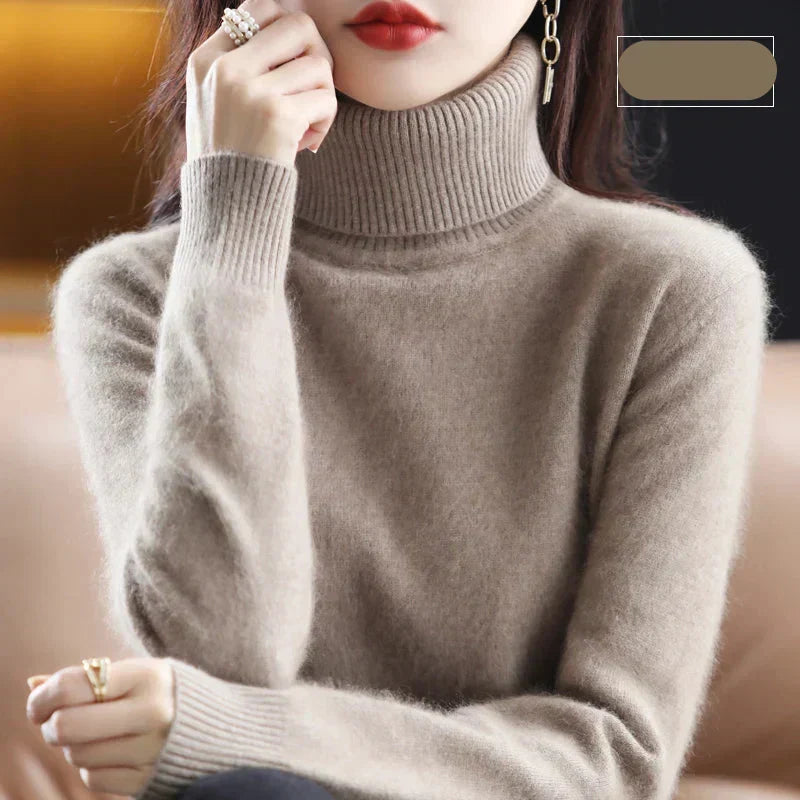 Hochgeschlossener Pullover aus 100% reinem Kaschmir für Herbst und Winter