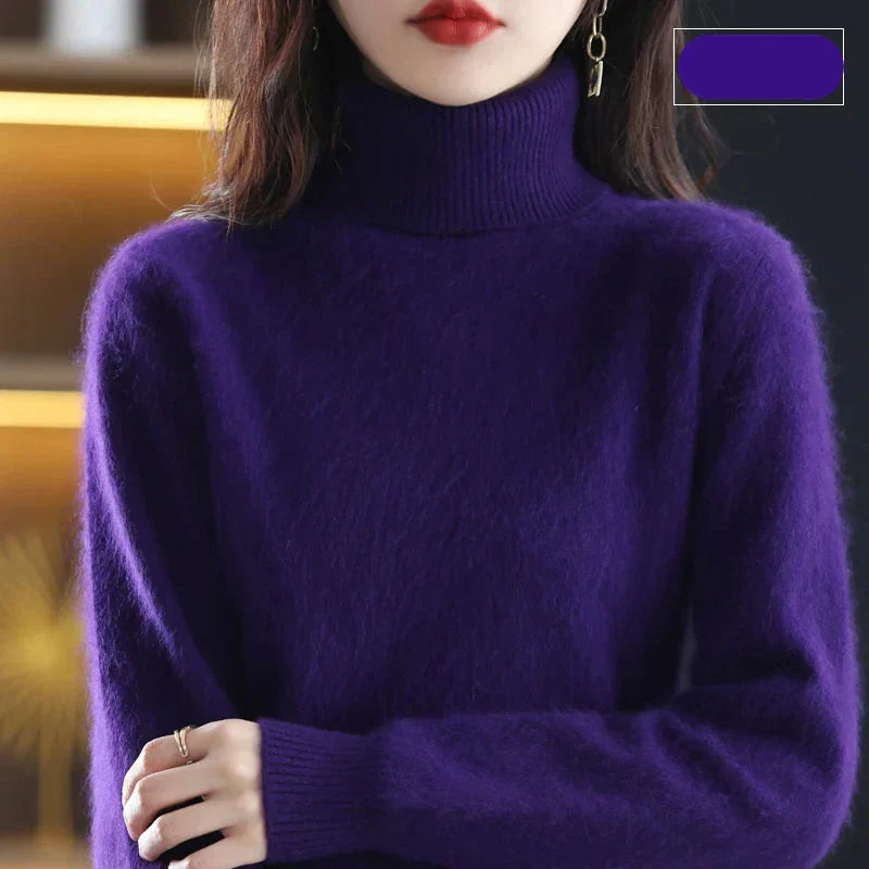 Hochgeschlossener Pullover aus 100% reinem Kaschmir für Herbst und Winter