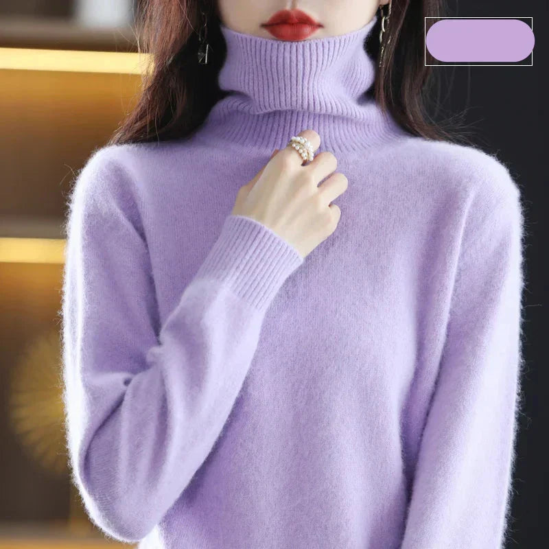 Hochgeschlossener Pullover aus 100% reinem Kaschmir für Herbst und Winter