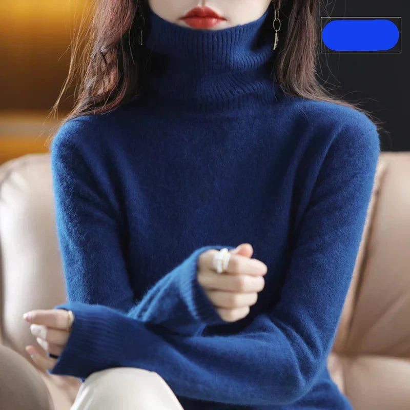 Hochgeschlossener Pullover aus 100% reinem Kaschmir für Herbst und Winter