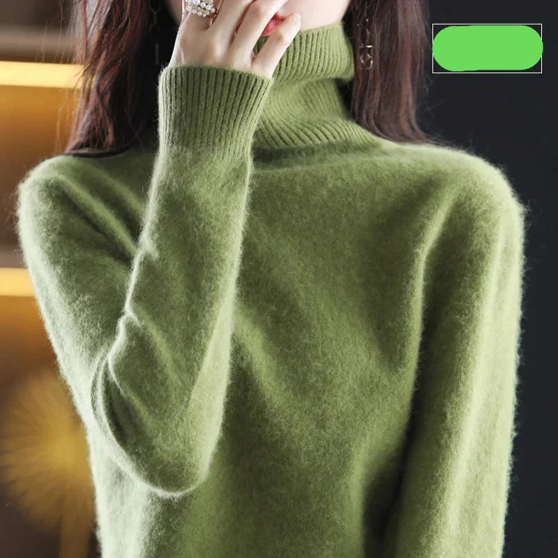 Hochgeschlossener Pullover aus 100% reinem Kaschmir für Herbst und Winter