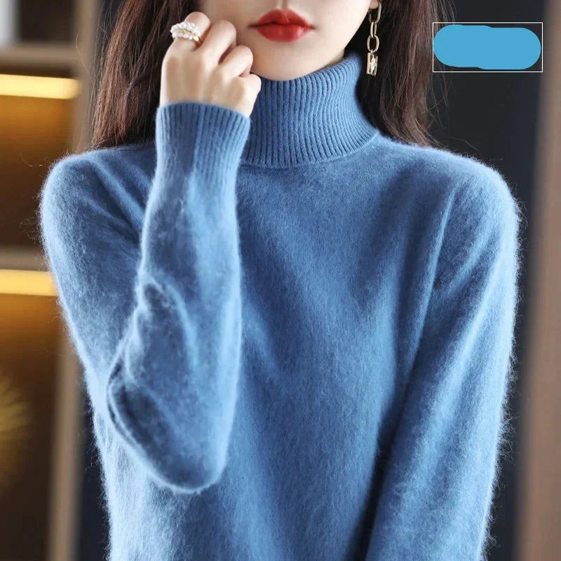 Hochgeschlossener Pullover aus 100% reinem Kaschmir für Herbst und Winter