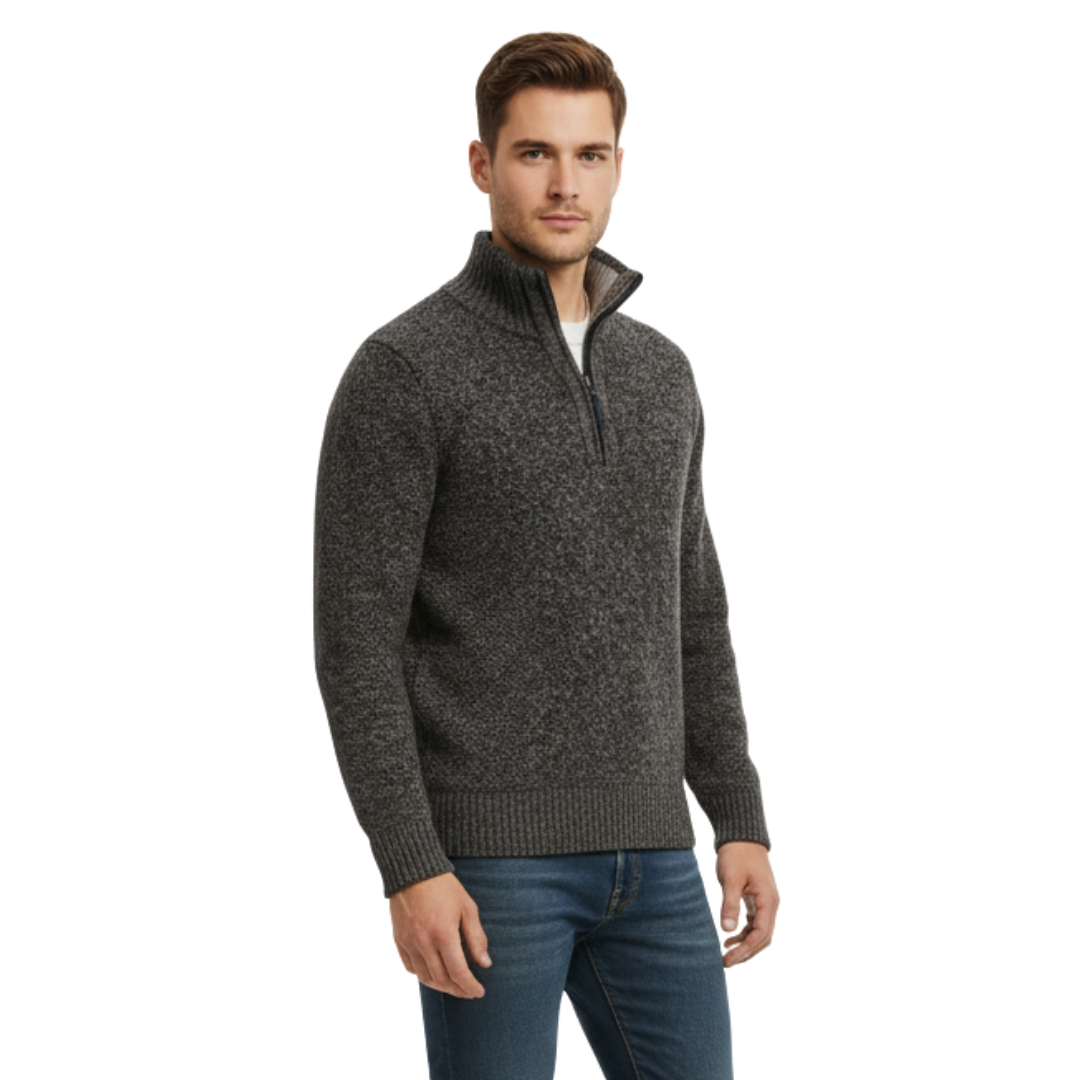 Nordspur | MerinoEdge Strickpullover mit Halb-Reißverschluss