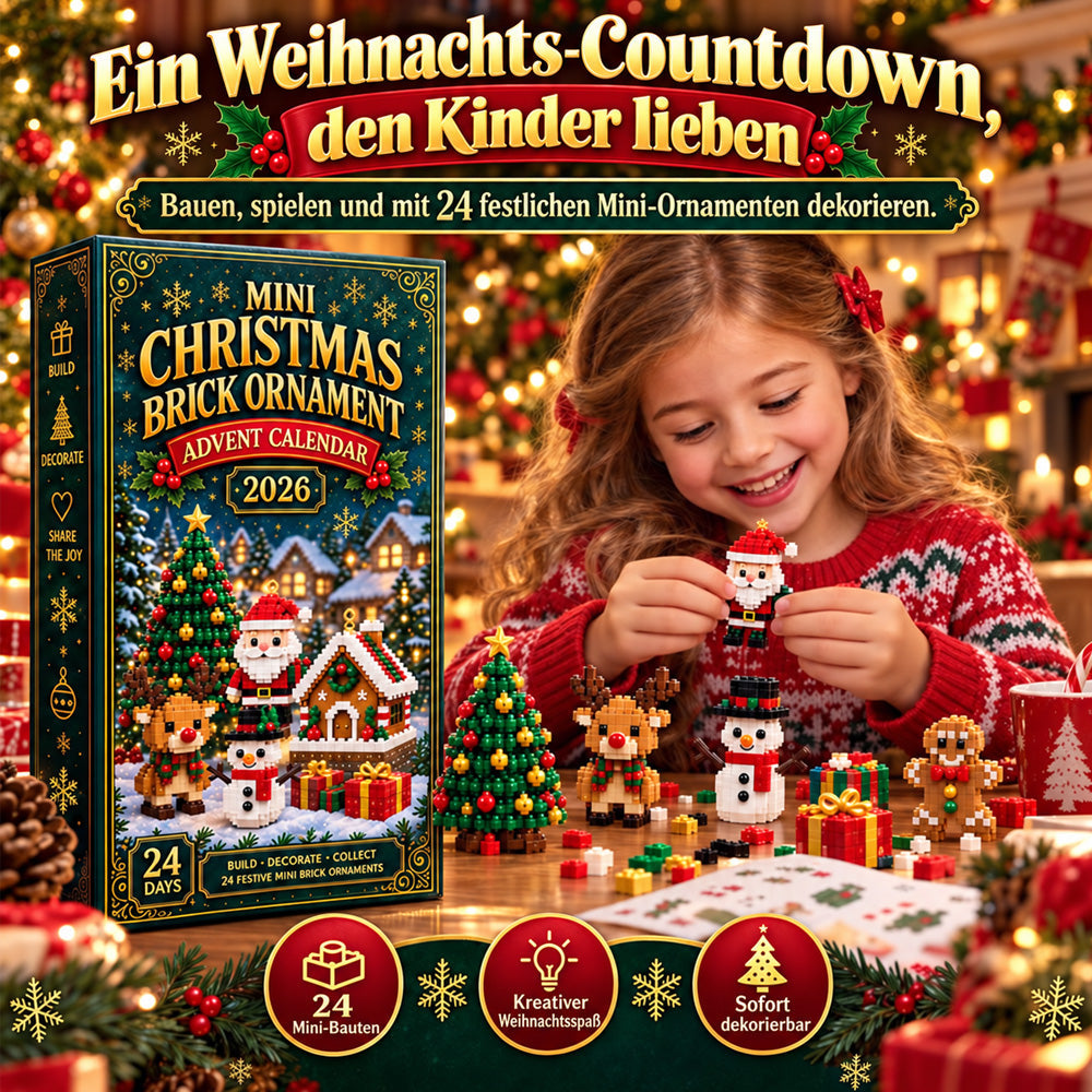 24-Tage-Mini-Weihnachtsdeko-Adventskalender | 24 einzigartige, festliche Bausets mit Aufhängeschlaufen
