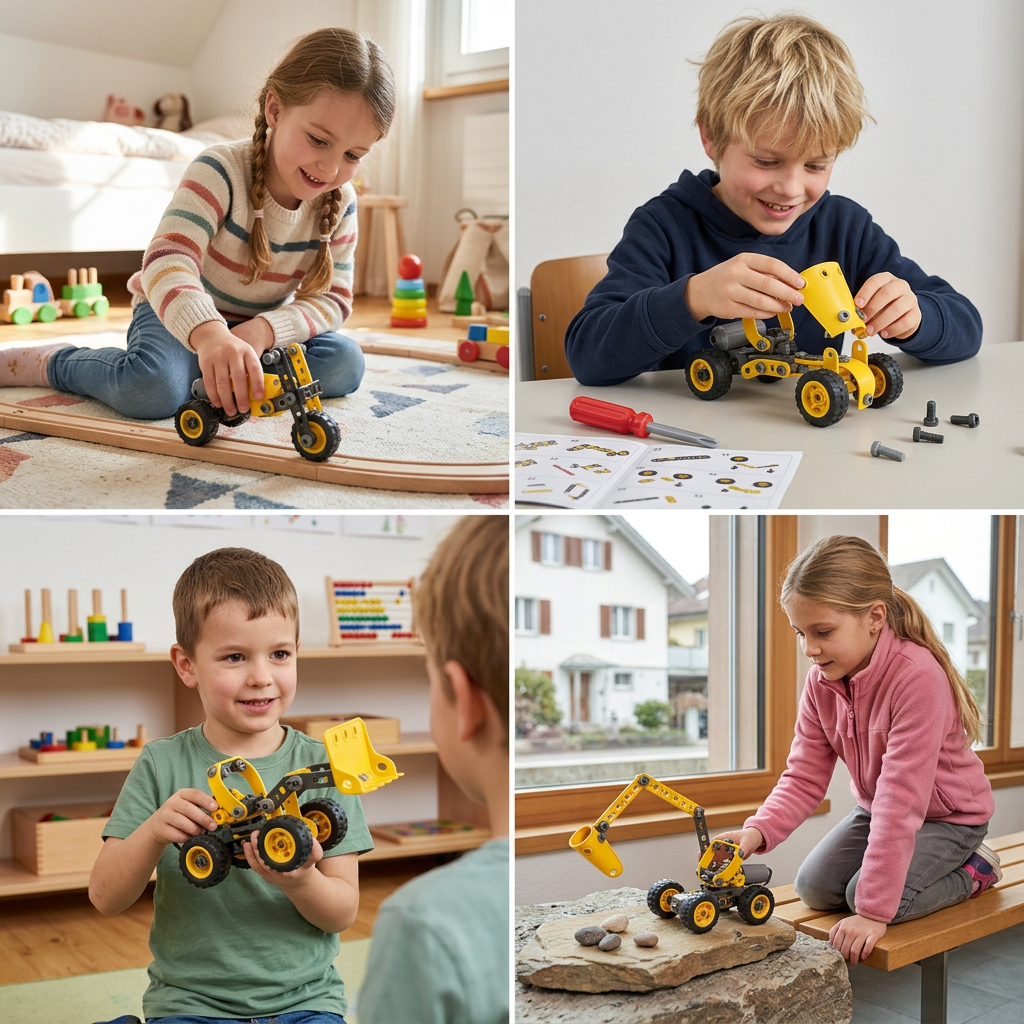 10-in-1 Kreativer Elektrischer Baufahrzeug-Bausatz für Kinder