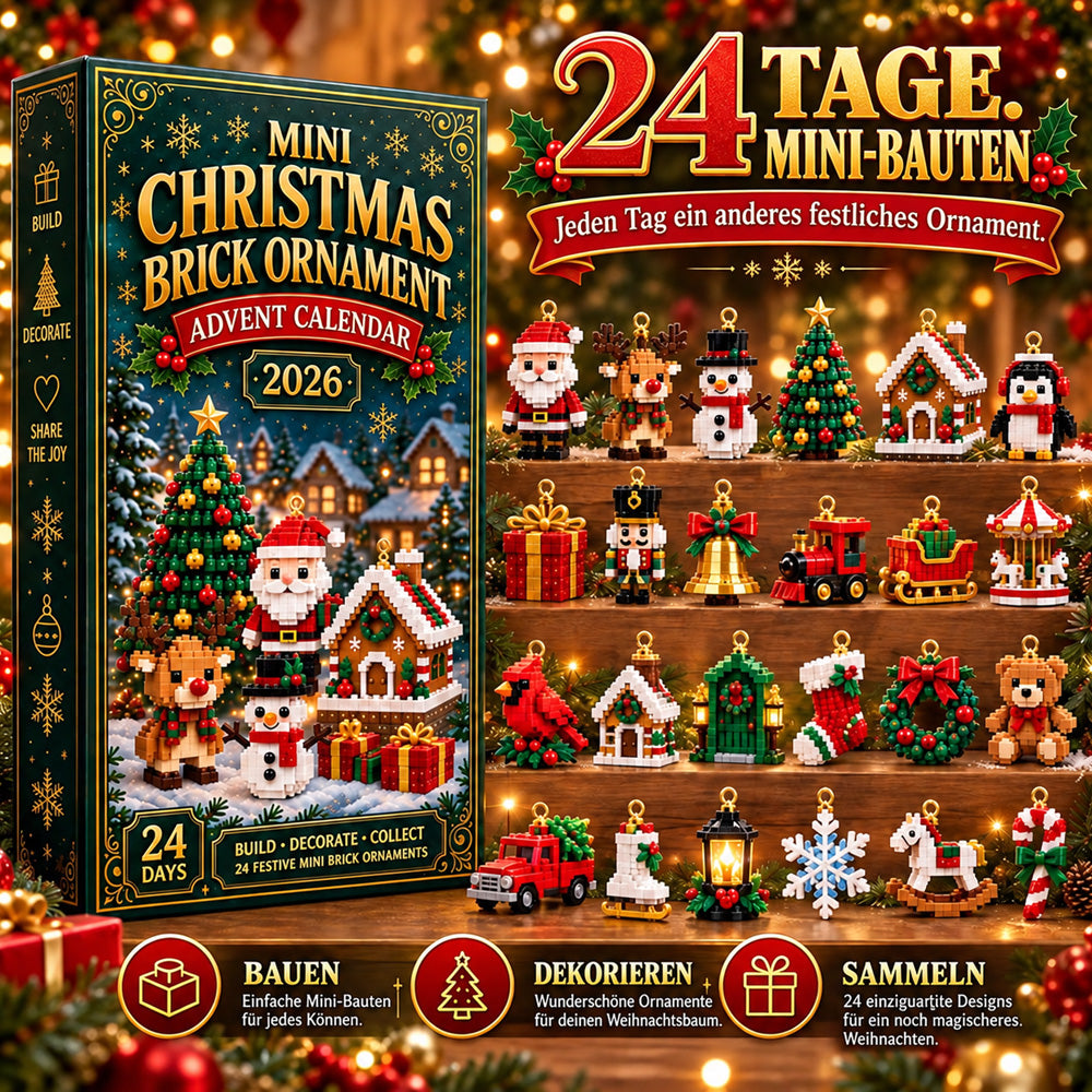 24-Tage-Mini-Weihnachtsdeko-Adventskalender | 24 einzigartige, festliche Bausets mit Aufhängeschlaufen