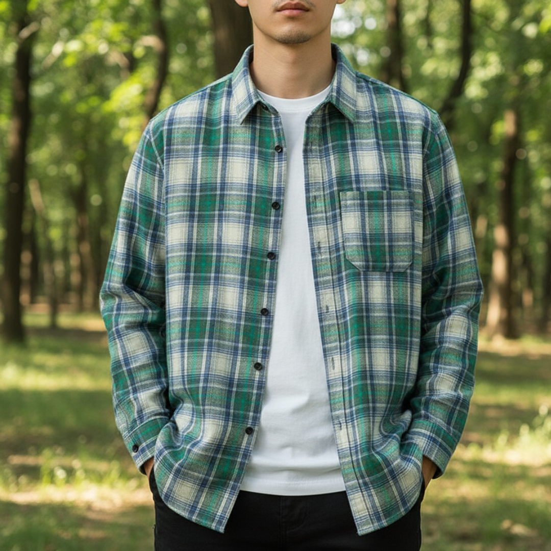 Herren Flanellhemd mit Karomuster & Oversized Fit | Weiches Holzfällerhemd