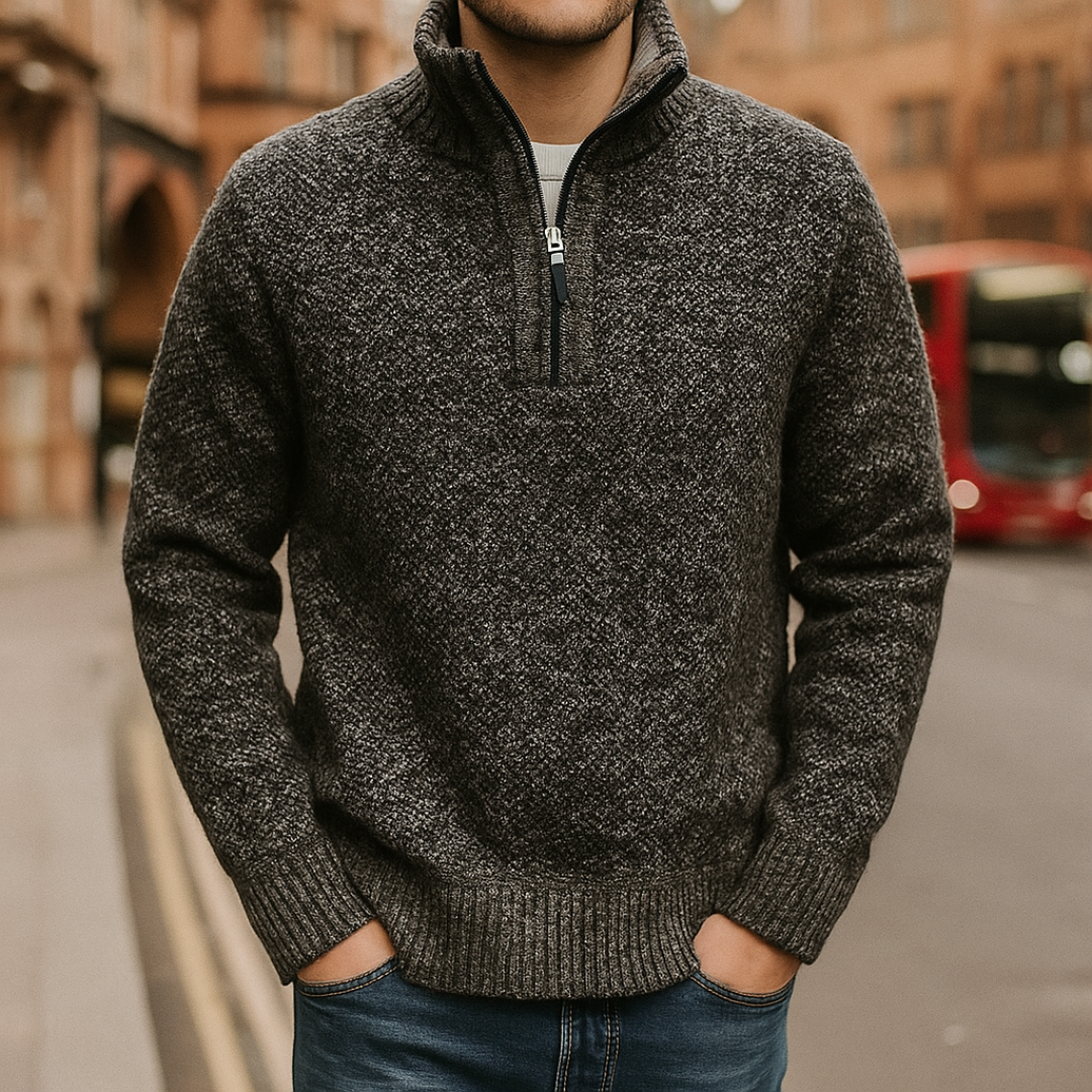 Nordspur | MerinoEdge Strickpullover mit Halb-Reißverschluss