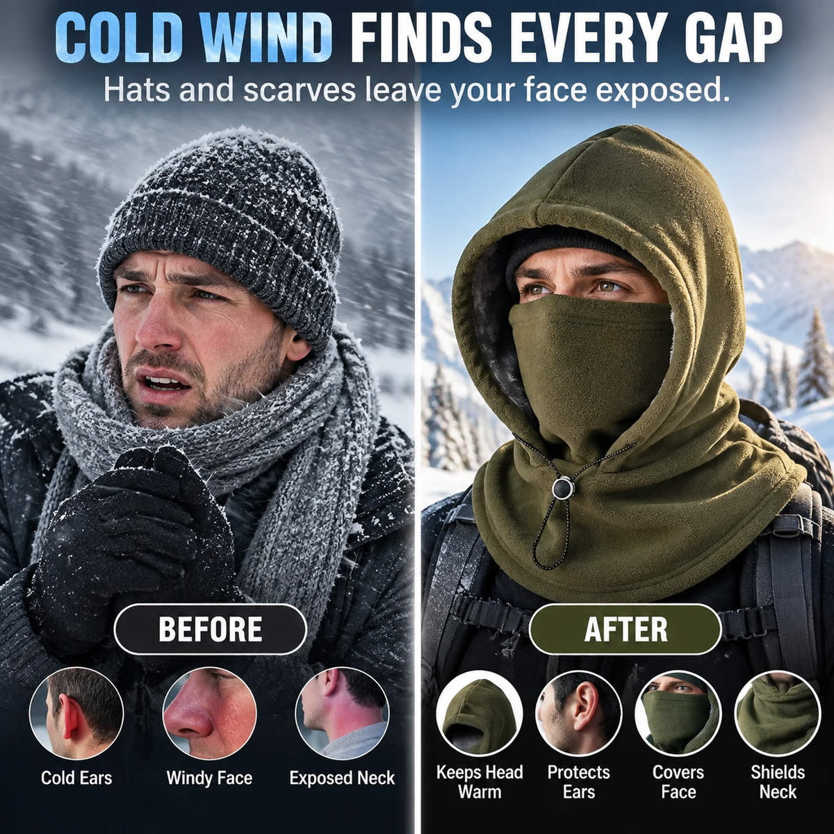 Fleece Sturmhaube – Vollständiger Gesichts- und Nackenschutz für den Winter bei Outdoor-Abenteuern