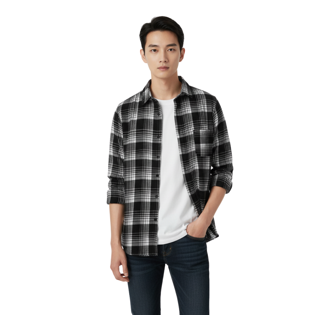 Herren Flanellhemd mit Karomuster & Oversized Fit | Weiches Holzfällerhemd