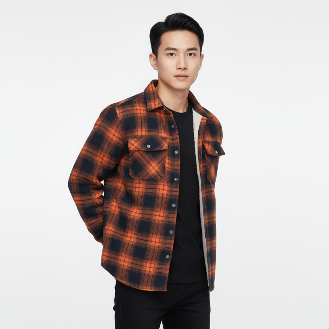 Sherpa Jacket – Herren Flanelljacke mit Fleecefutter & 3 Taschen | Warme Karo Overshirt-Jacke