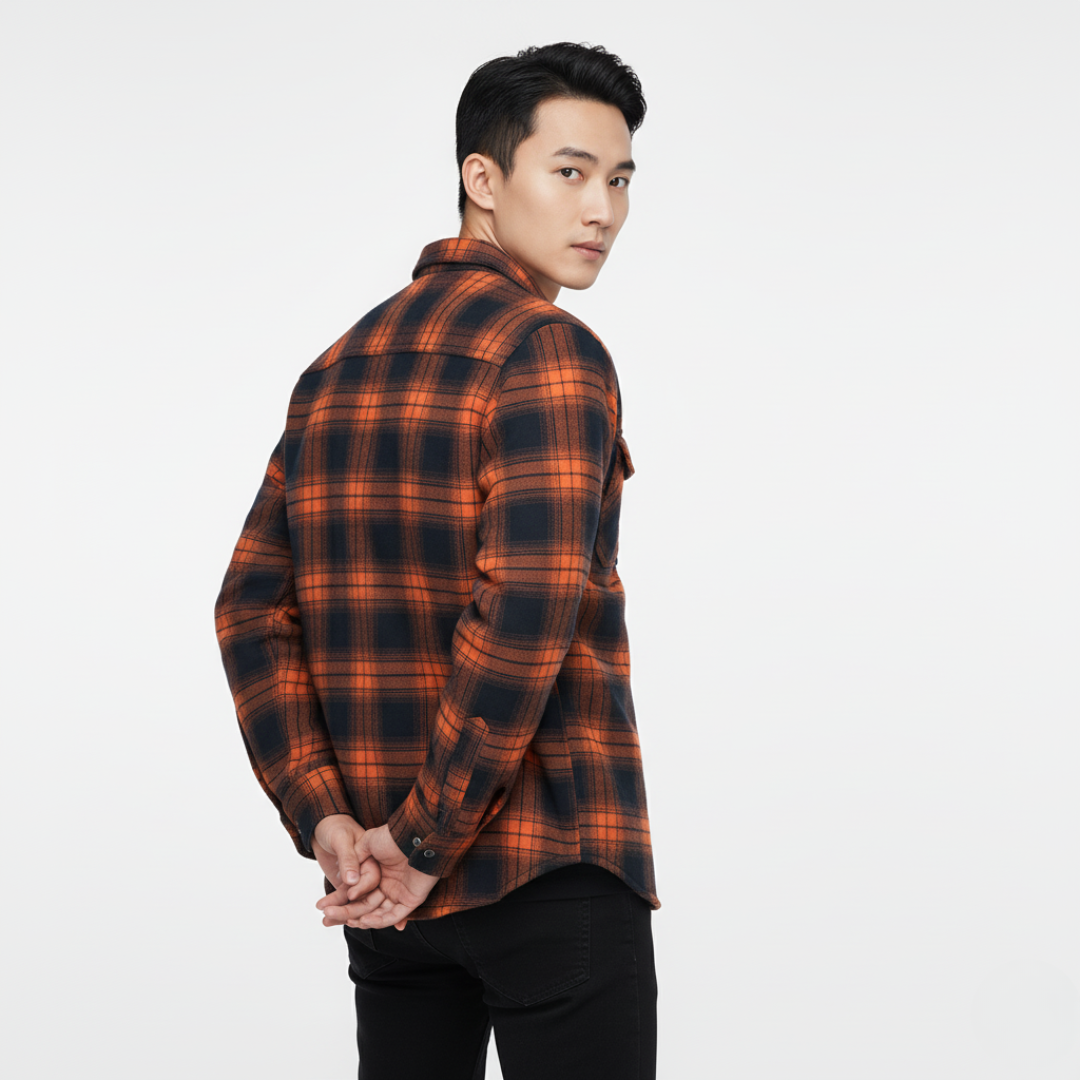 Sherpa Jacket – Herren Flanelljacke mit Fleecefutter & 3 Taschen | Warme Karo Overshirt-Jacke