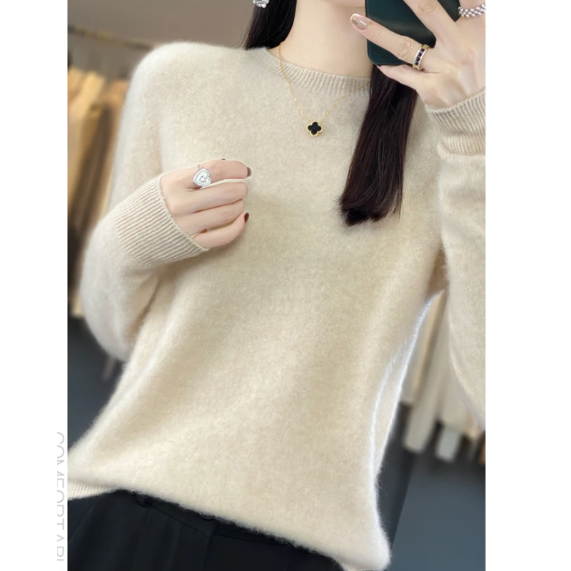 Cashmere Pullover Damen Stilvoller Rundhals, Weich & Komfortabel