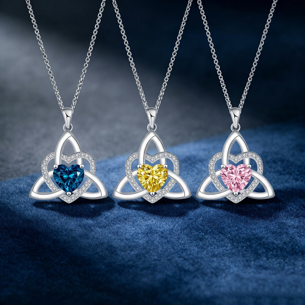 Geburtsstein Keltischer Trinity Knoten Herz Halskette Herzförmiger Keltischer Trinity Knoten Geburtsstein Anhänger