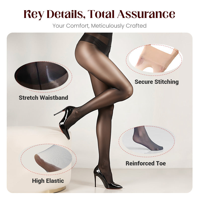 Transparente High-Waist Glänzende Durchsichtige Strumpfhose für Damen - Durchsichtig & Bequem