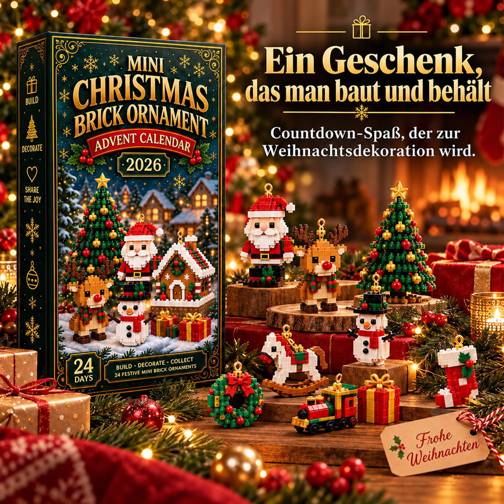 24-Tage-Mini-Weihnachtsdeko-Adventskalender | 24 einzigartige, festliche Bausets mit Aufhängeschlaufen