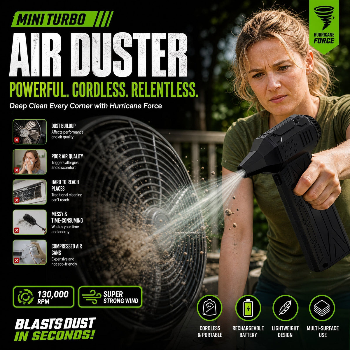 Leistungsstarker Turbo-Ventilator, ultraeffizient, kompakt und ideal für Haus oder Auto