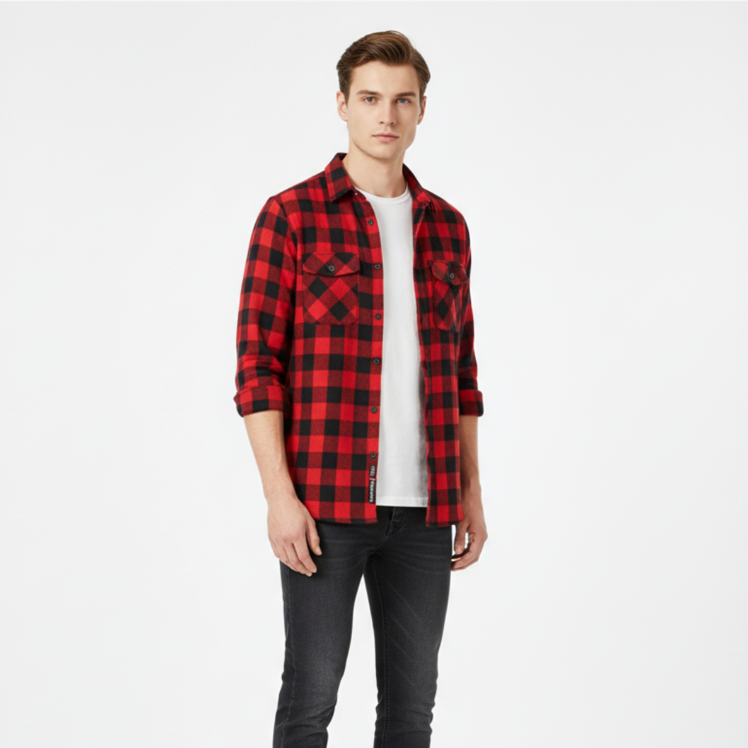 Herren Flanellhemd mit Karomuster | Leichtes Overshirt