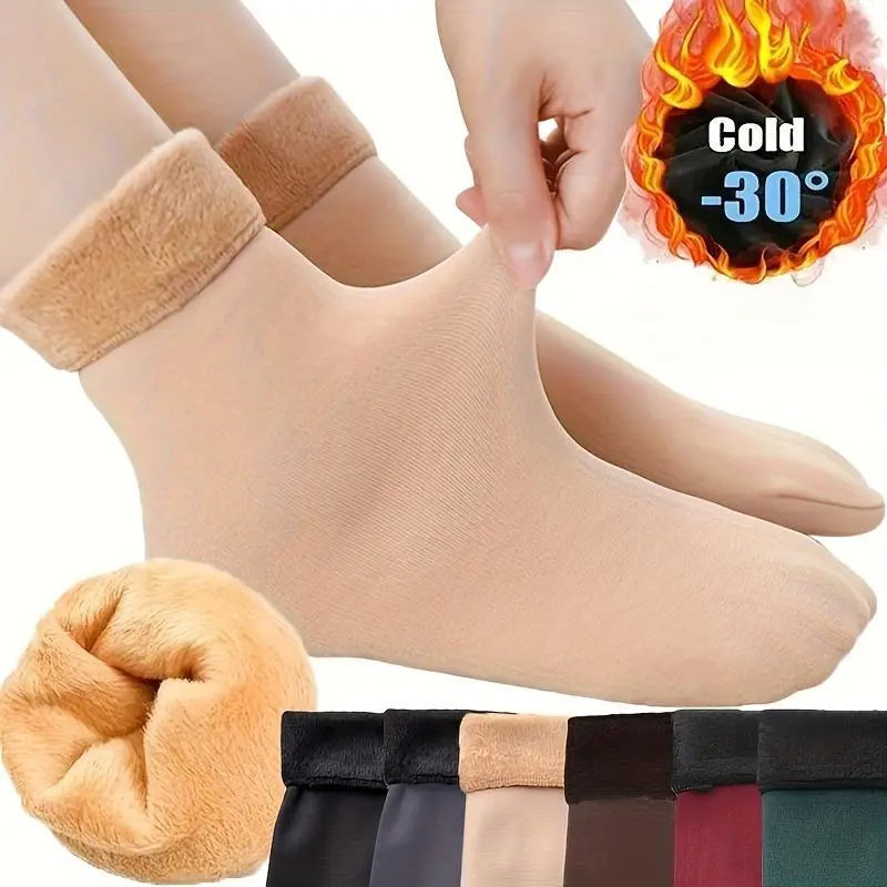Damen Heavyweight Fuzzy Geschlossene Schnell-Wärmende Unterwäsche Socken