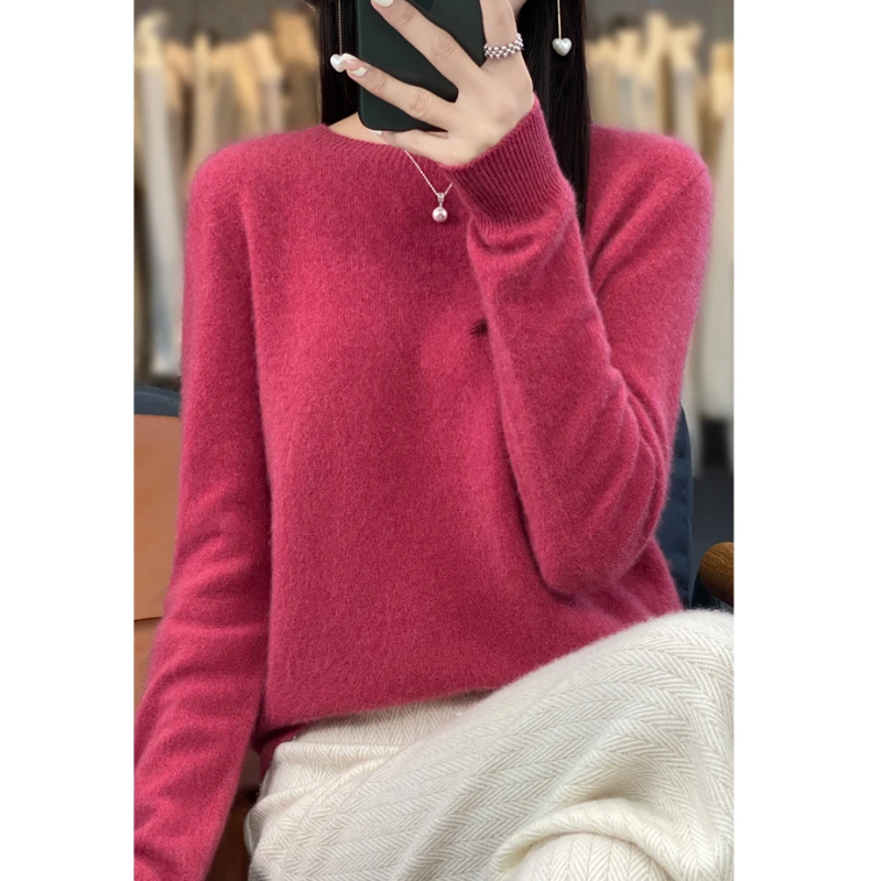 Cashmere Pullover Damen Stilvoller Rundhals, Weich & Komfortabel