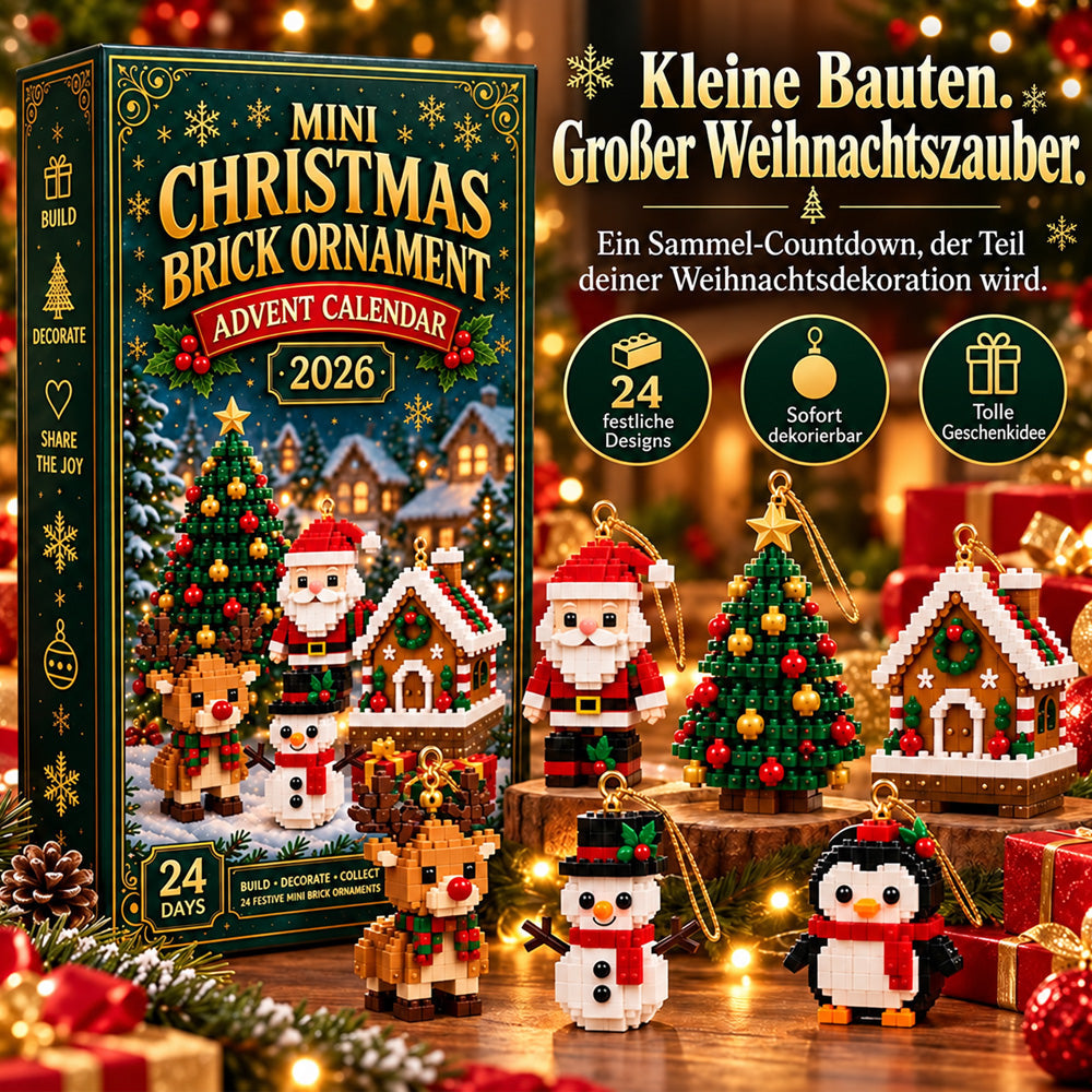 24-Tage-Mini-Weihnachtsdeko-Adventskalender | 24 einzigartige, festliche Bausets mit Aufhängeschlaufen