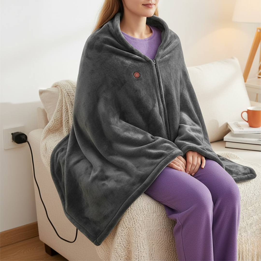 Tragbare elektrische Heizdecke mit 3 Heizstufen & USB-Anschluss – CozyWear Blanket