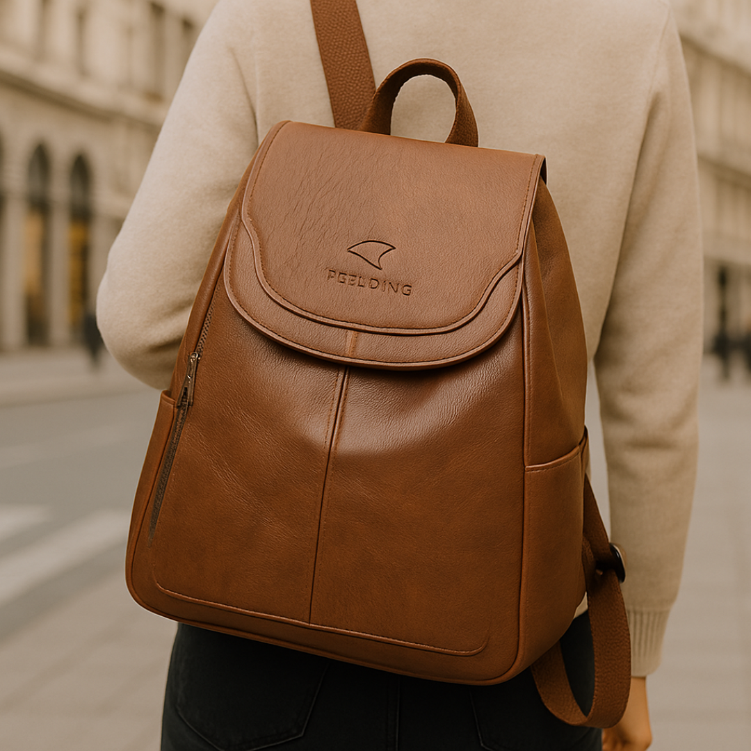 Leder Taschen Rucksack mit Anti-Diebstahl-Design für Damen – EleganceSafe Backpack