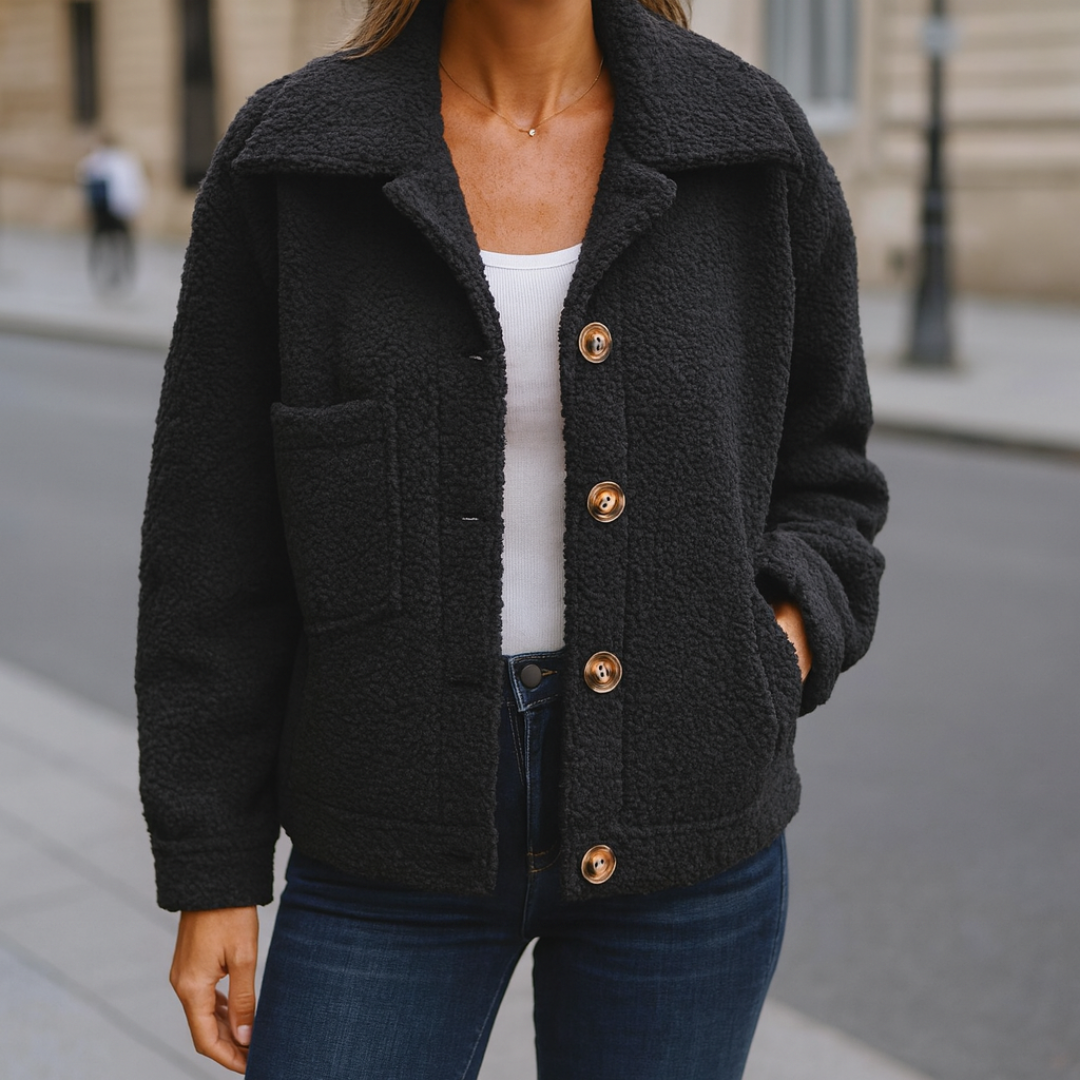Teddyjacke Damen kurz & warm mit Reverskragen – CozySpring Jacket