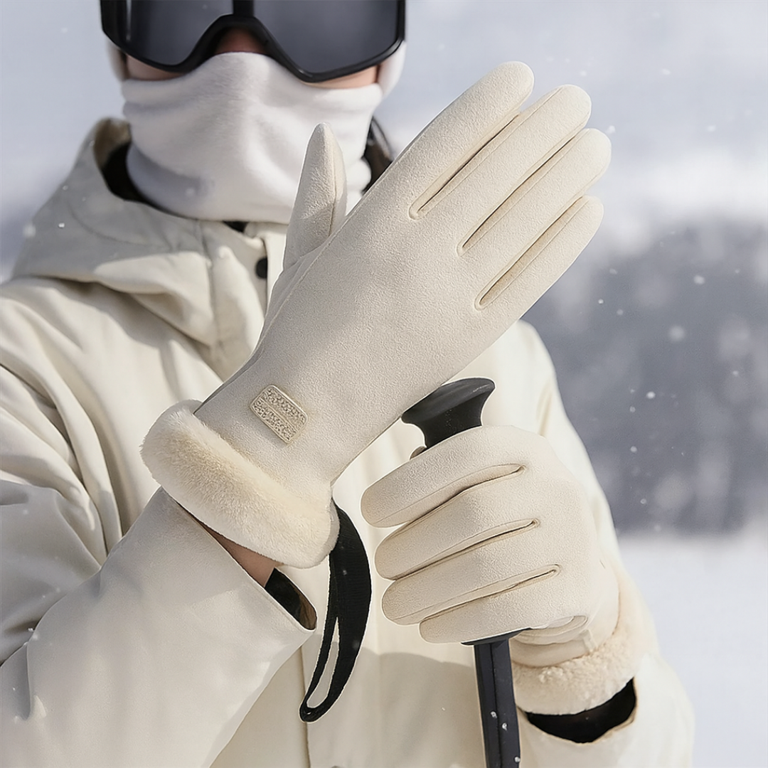 Touchscreen Handschuhe mit Plüschfutter – WinterGrip Beige