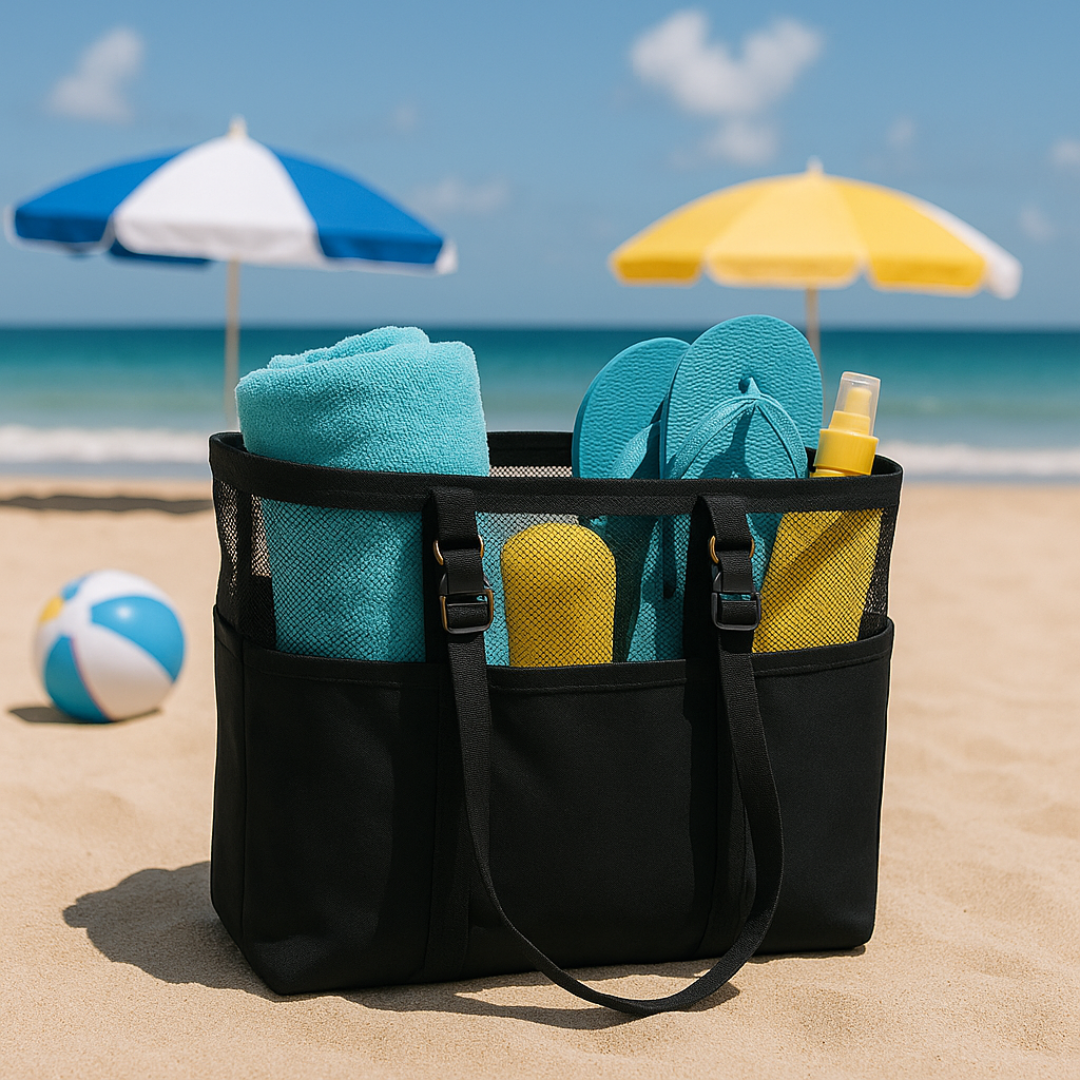 Strandtasche Netz XXL mit Reißverschluss – LuftFlex 40L
